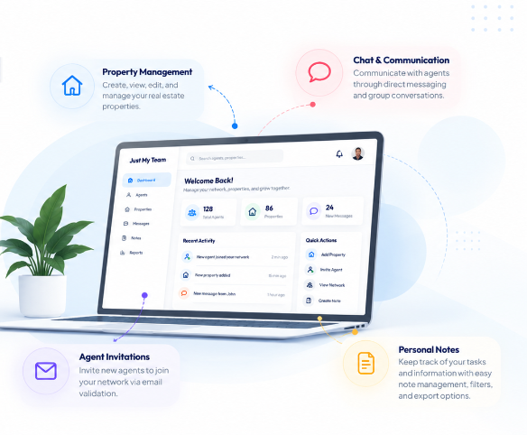 Just My Team Platform Interface & Feature Highlights
